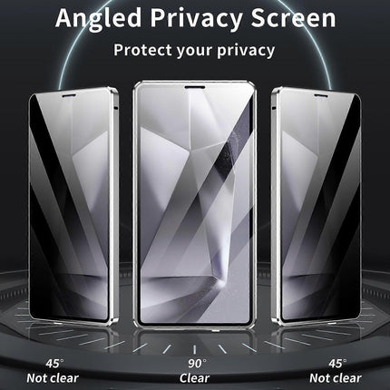 Compatible with Samsung Galaxy S25 Ultra Case Anti-Spy Double-Sided Tempered Glass Magnetic Phone Case - WELLNGS Black_yux Black.