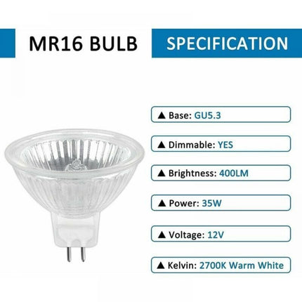 GU5.3 35W 12V Halogen lamp, MR16 Halogen Spot lamp, 6-pack.