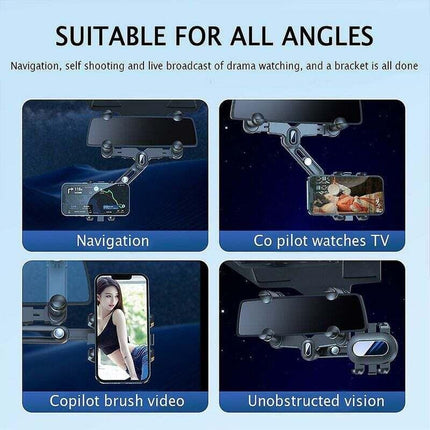 Car Rearview Mirror Phone Holder 360 Rotating Navigation Mount for Car.