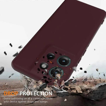 Case for Motorola Edge 50 5G MagSafe Compatible Liquid Silicone Case with Lanyard - Black Multicolor Burgundy.
