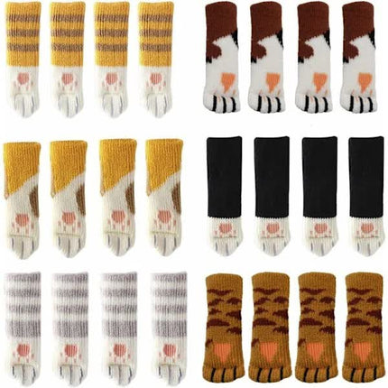 24 Cute Cat Foot Chair Socks Chair Leg Protectors Floor Protectors Anti-Scratch Anti-Sound 24 PCS (6 sets).