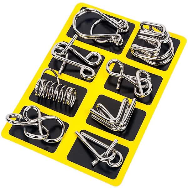 8pcs/set Metal Brain Teaser IQ Brain Training Puzzle Rings Separate Toy Board Games for Kids and Adults.