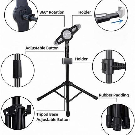 Compatible with iPad Stand, Height Adjustable iPad Holder Stand & Floor iPad Stand with 360° Rotating iPad Stand Mount.
