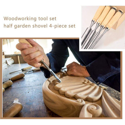 4pcs Artist Carpenter Woodcut Wood Carving Hollow Iron Woodworking Sculpture Chisel Wood Carving Chip Carpentry Mortise Crafts (6mm/12mm/18mm/24mm).