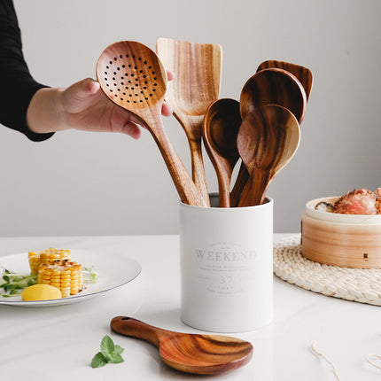 Wooden ladle set for cooking, 7 pcs wooden teak utensils, wooden kitchen utensil set, wooden kitchen utensils.