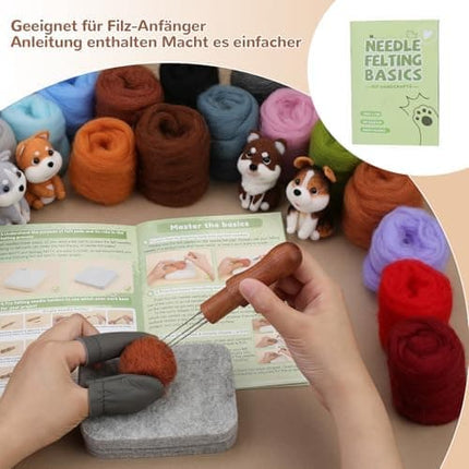 Needle Felting Set in 24 Colors - Felting Tools and Storage Bag, Large Set with Felting Wool, Needles and Felting Mat for DIY.