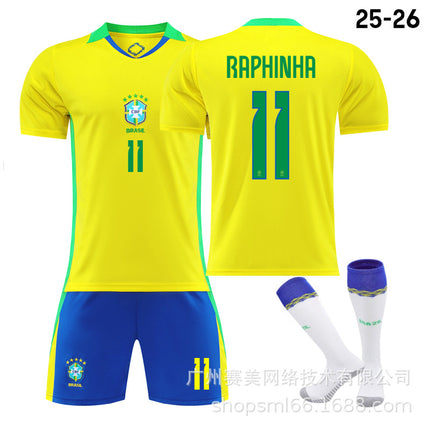 Brazil Home Match Kit 25-26 (with socks) NO.11 RAPHINHA 28#