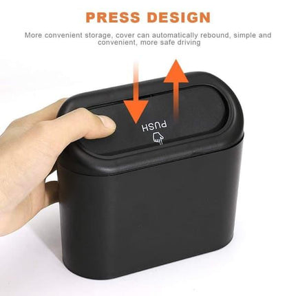 Small Car Trash Can, Car Storage Box, 2-Pack Small Waterproof Car Trash Can with Lid Portable Hanging Storage Box for Car Office.