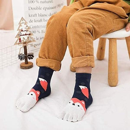 Galaxy Toe Socks for Children 5 Pairs Cartoon Animal Pattern Five Finger Socks 3-7 Years Color 2_MGF.