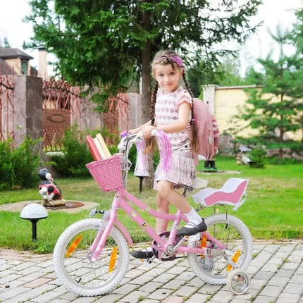 Pink Purple Children's Bicycle Basket with Adjustable Front Straps.