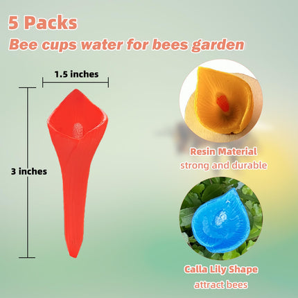 5-pack bee drinking station, garden cup for bees, drinking station for bees and butterflies, bee waterer for outdoor garden decoration blue.