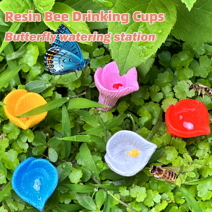 5-pack bee drinking station, garden cup for bees, drinking station for bees and butterflies, bee waterer for outdoor garden decoration blue.