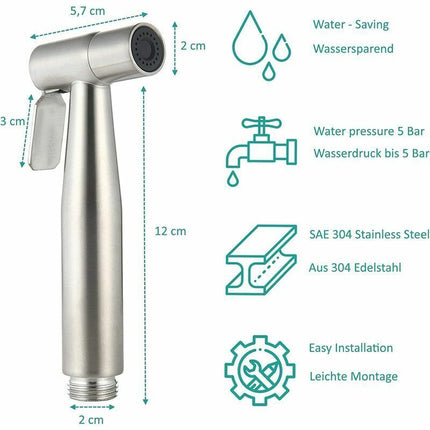 Toilet Bidet Kit with Shower Head - Handheld Bidet Sprayer - Toilet Shower Head with Hose + Stainless Steel Holder + 2 Seals..DEBUNS.