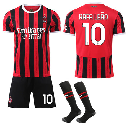 AC Milan Home Shirt Kids & Adult Football Shirt 2024-2025 shirt no. 10 R. Leão L