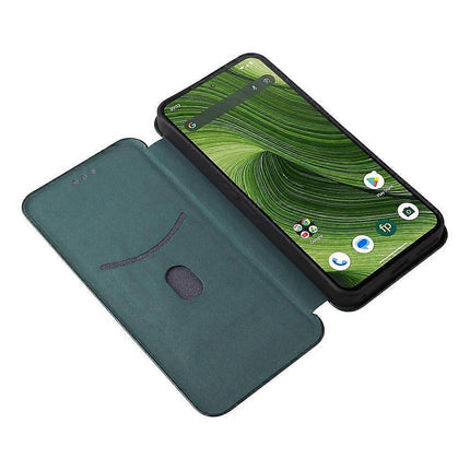 Compatible Case for Fairphone 6 with Carbon Fiber Texture, Drop-proof PU Leather Phone Cover Green.
