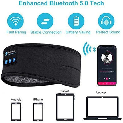 Wireless Stereo Headset with Headband for Running, Sleeping and Music - Black.