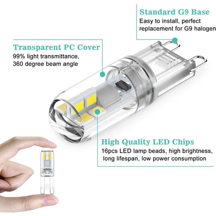 G9 LED bulbs 1.5W equivalent to 20W halogen cool white light 6000K, AC 220-240V, non-dimmable, mini bulb, flicker-free, 10-pack_max.