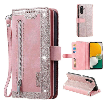 Compatible with Samsung Galaxy S25 Case PU Leather Phone Case with Zipper Wallet 9 Card Slots_yux.