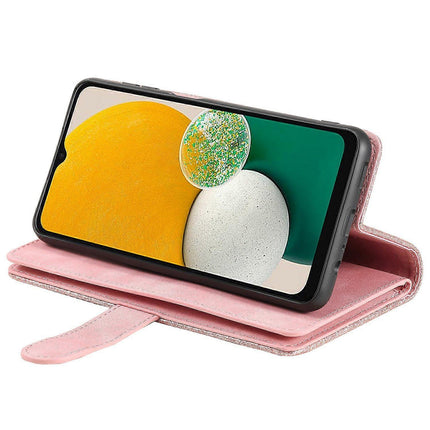 Compatible with Samsung Galaxy S25 Case PU Leather Phone Case with Zipper Wallet 9 Card Slots_yux.