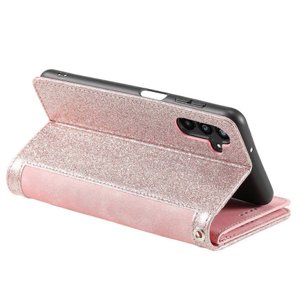 Compatible with Samsung Galaxy S25 Case PU Leather Phone Case with Zipper Wallet 9 Card Slots_yux.
