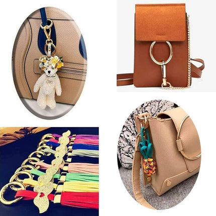 30pcs Round Carabiners 33mm Round Gold Snap Spring Ring Buckle Zinc Alloy Keychain Hook Clips for Crafts and Bag Accessories.