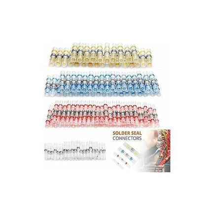 500pcs Electrical Cable Lugs Solder Heat Shrink Tubing, Maidodo Heat Shrink Tubing Solder Butt Joint Insulated Electrical Contacts Waterproof Marine Automotive.