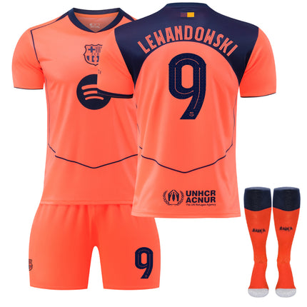 25-26 FC Barcelona Away Third Shirt NO.9 LEWANDOWSKI Set Kids Adult Football Kit with Socks NO.9 XS NO.9 XS
