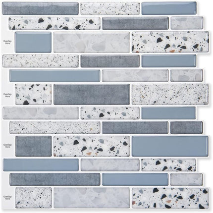 Self-adhesive wall tiles vinyl kitchen tile marble blue 10 pieces.