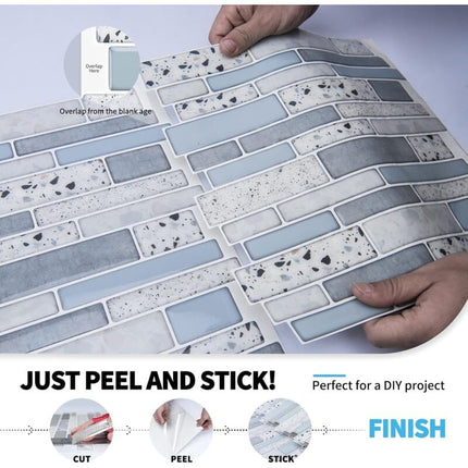 Self-adhesive wall tiles vinyl kitchen tile marble blue 10 pieces.