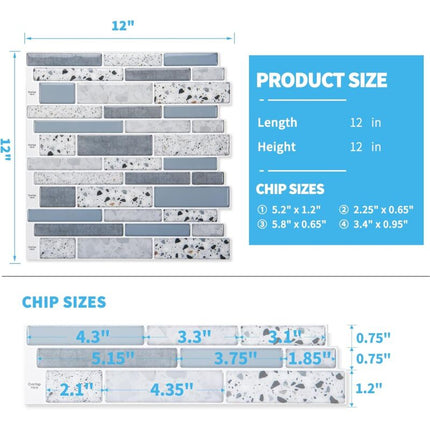 Self-adhesive wall tiles vinyl kitchen tile marble blue 10 pieces.