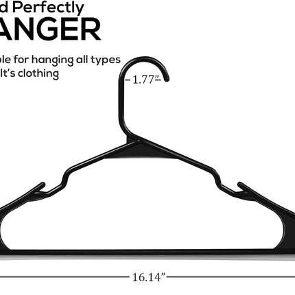 Clothes Hangers 20-pack - Space-saving plastic clothes hangers - Durable hanger with shoulder groove (black).