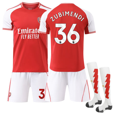 25-26 Arsenal Home Kids Adult Football Shirt Kit with Socks No. 36 Zubimendi No. 36[GKS] No. 36 No.36 26