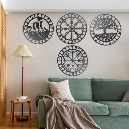 Metallic Viking Wall Art | Nautical Nordic Compass Decor for Bedroom or Living Room.