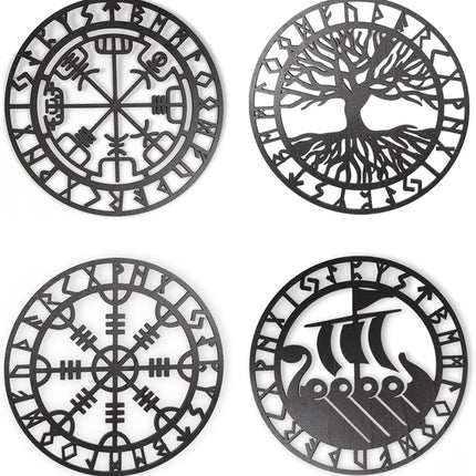 Metallic Viking Wall Art | Nautical Nordic Compass Decor for Bedroom or Living Room.