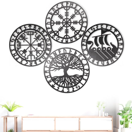 Metallic Viking Wall Art | Nautical Nordic Compass Decor for Bedroom or Living Room.