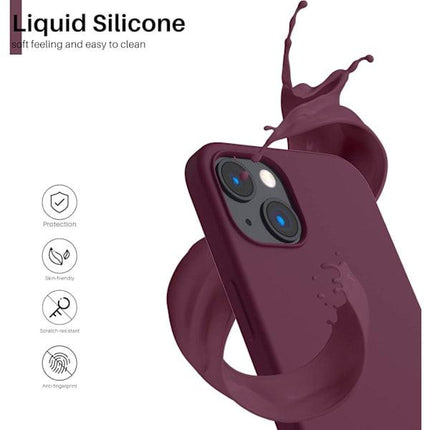 iPhone 13 Case, Liquid Silicone Case for 6.1 inch iPhone 13, Ultra Thin Case, Full Coverage Shockproof Protective Soft Case Red Red wine.