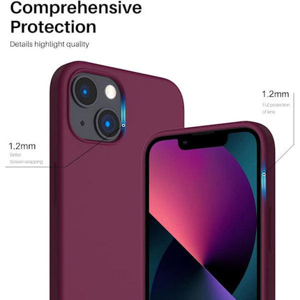 iPhone 13 Case, Liquid Silicone Case for 6.1 inch iPhone 13, Ultra Thin Case, Full Coverage Shockproof Protective Soft Case Red Red wine.