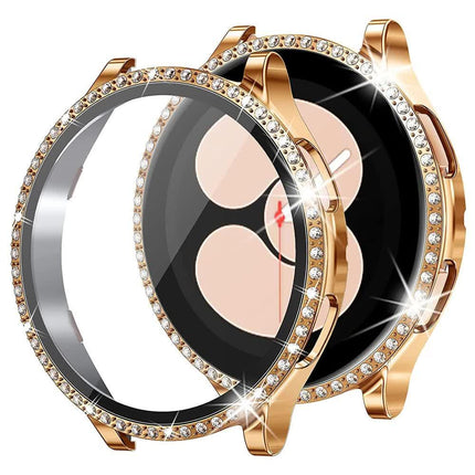 Compatible with Samsung Galaxy Watch 4 5 6 Bracelet Case 40mm 44mm Mesh Loop Stainless Steel Strap Bling Case Gold Set watch6 40mm.