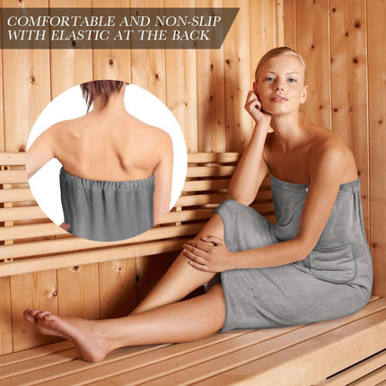 Sauna Skirt, Women's Sauna Skirt with Pockets, Long Sauna Towel for Women, Sauna Skirt with Buttons for Women, Sauna Towel for Women Grey.
