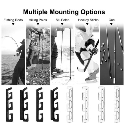 Set of fishing rod holders for garage, 6 rods - Fishing rod holders for wall and ceiling, fishing rod storage 0.46 Black.