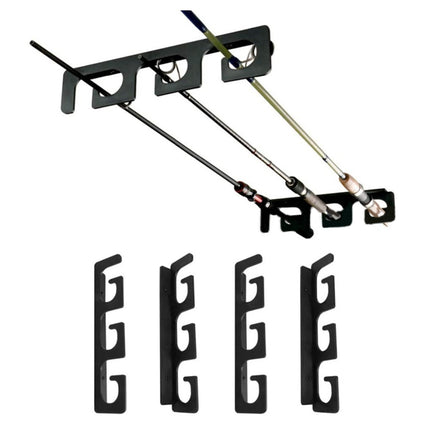 Set of fishing rod holders for garage, 6 rods - Fishing rod holders for wall and ceiling, fishing rod storage 0.46 Black.