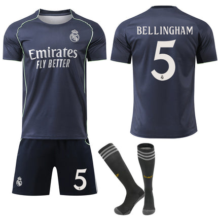 2025-2026 Real Madrid New Season Away Kids Adult Football Shirt Kit with Socks No.5 Bellingham No.5 Bellingham S