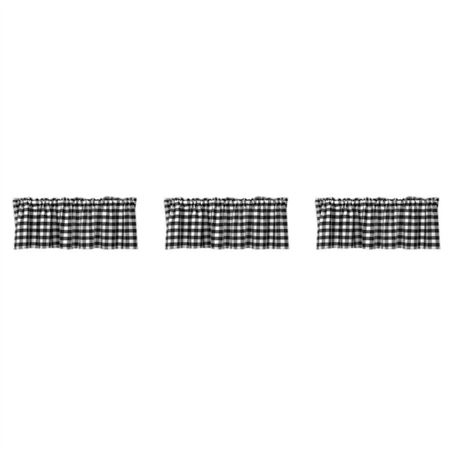Black & White Checkered Kitchen Curtain, Farmhouse Style, 3-Pack, Window Decoration.