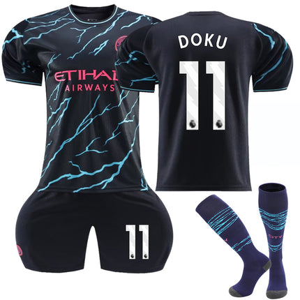 Manchester City Away Football Kit Kids No. 11 Doku 23-24 NO.11 NO.11 24.