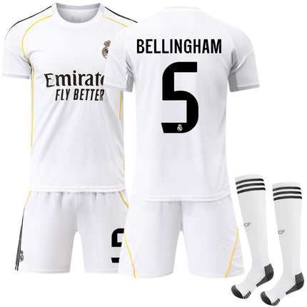 2025-2026 Real Madrid Home Kids Adult Football Shirt No. 5 Bellingham NO.5 Adult M