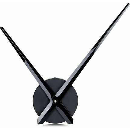 Large Black Wall Clock with Single Hand without Numbers, Clock Mechanism with High Longitudinal Shaft and 31.5 cm Long Hands-.