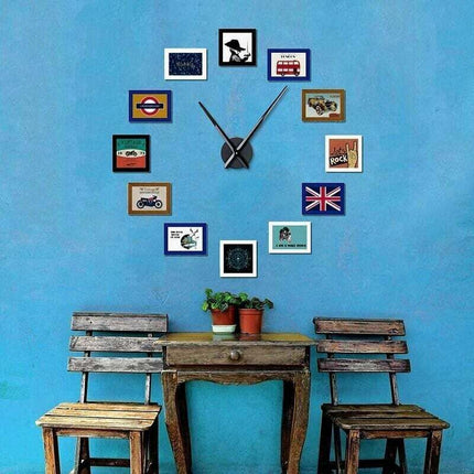 Large Black Wall Clock with Single Hand without Numbers, Clock Mechanism with High Longitudinal Shaft and 31.5 cm Long Hands-.
