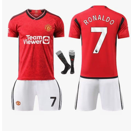 Manchester United Home Football Shirt Kids 23-24 No. 7 Ronaldo 26 26.
