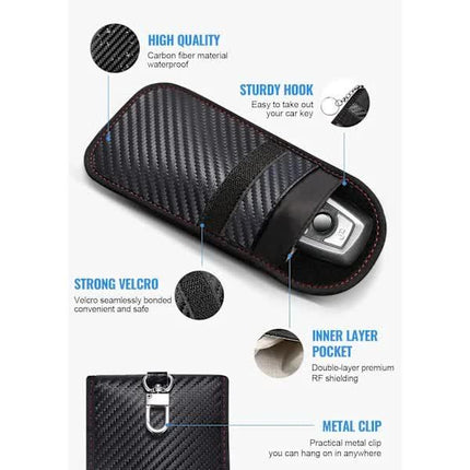 2-Pack Faraday Car Key Case | Signal Blocking Car Key Pocket | Keyless Car Key Case.