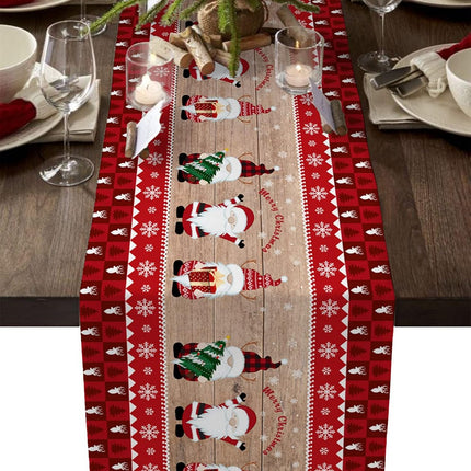 Christmas Table Runner, Rustic Red Checkered Santa Runner for Christmas and Birthday Parties, Kitchen and Dining Tables, Home Decor, 46x183 cm (W)_tfrf.